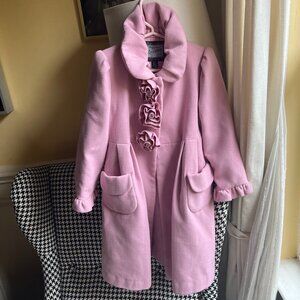 Rothschild Girls Pink Dress Coat Wool Blend Roses Size 4T